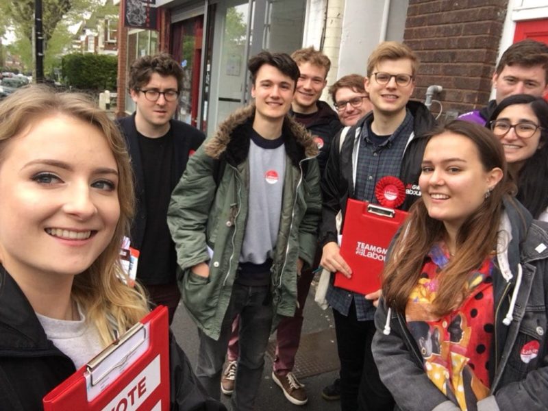 Young Labour members canvassing.
