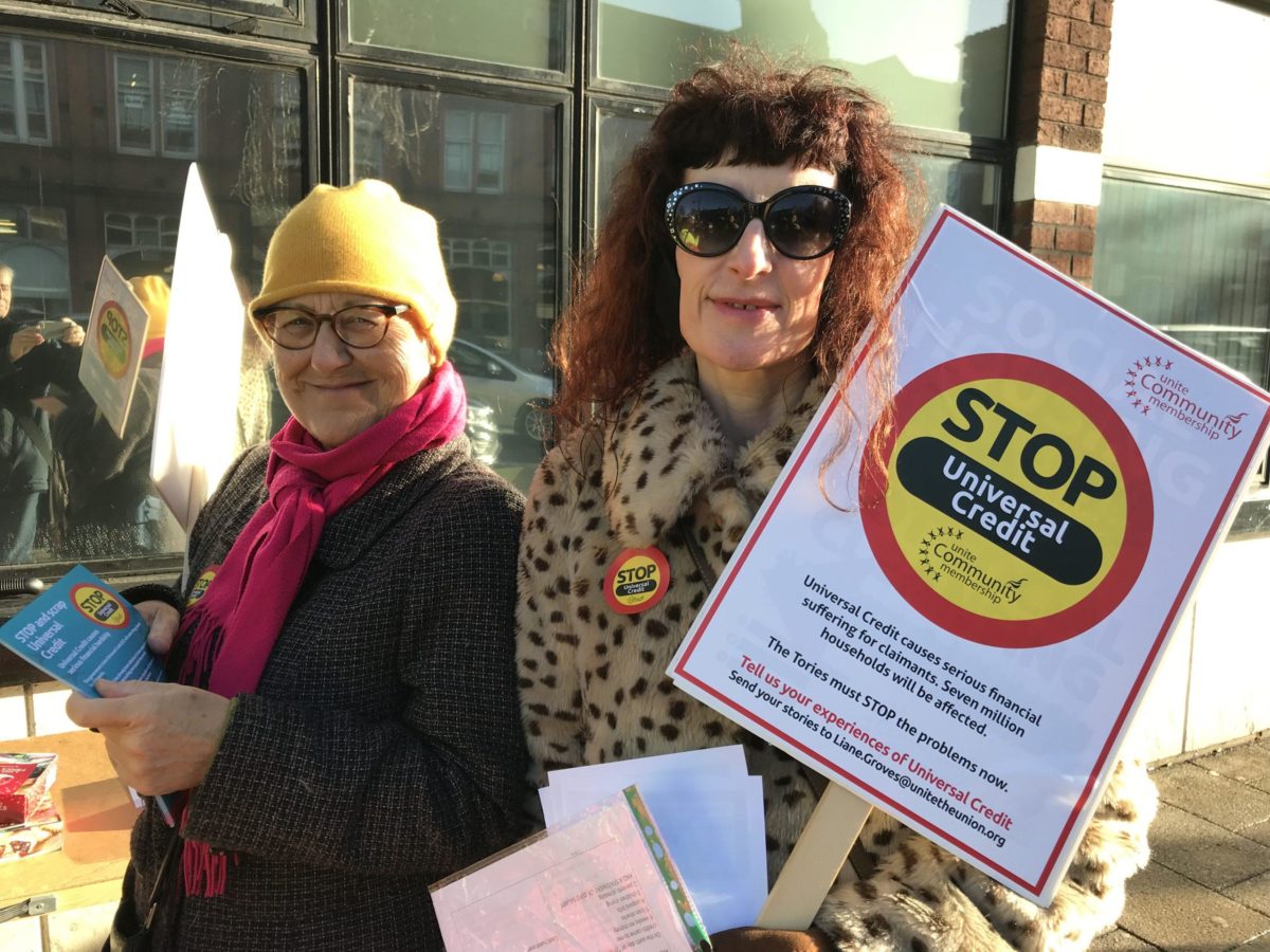 Haringey members at Stop and Scrap Universal Credit protest in Wood Green High Street. 
