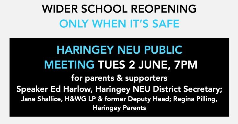 Poster for Haringey NEU Public Meeting June 2020