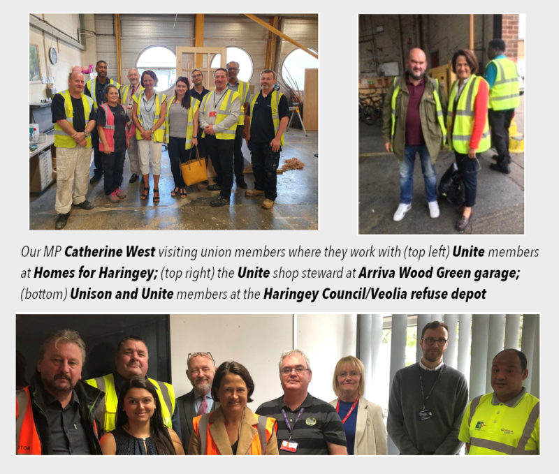Catherine West visits local trade union members at work
